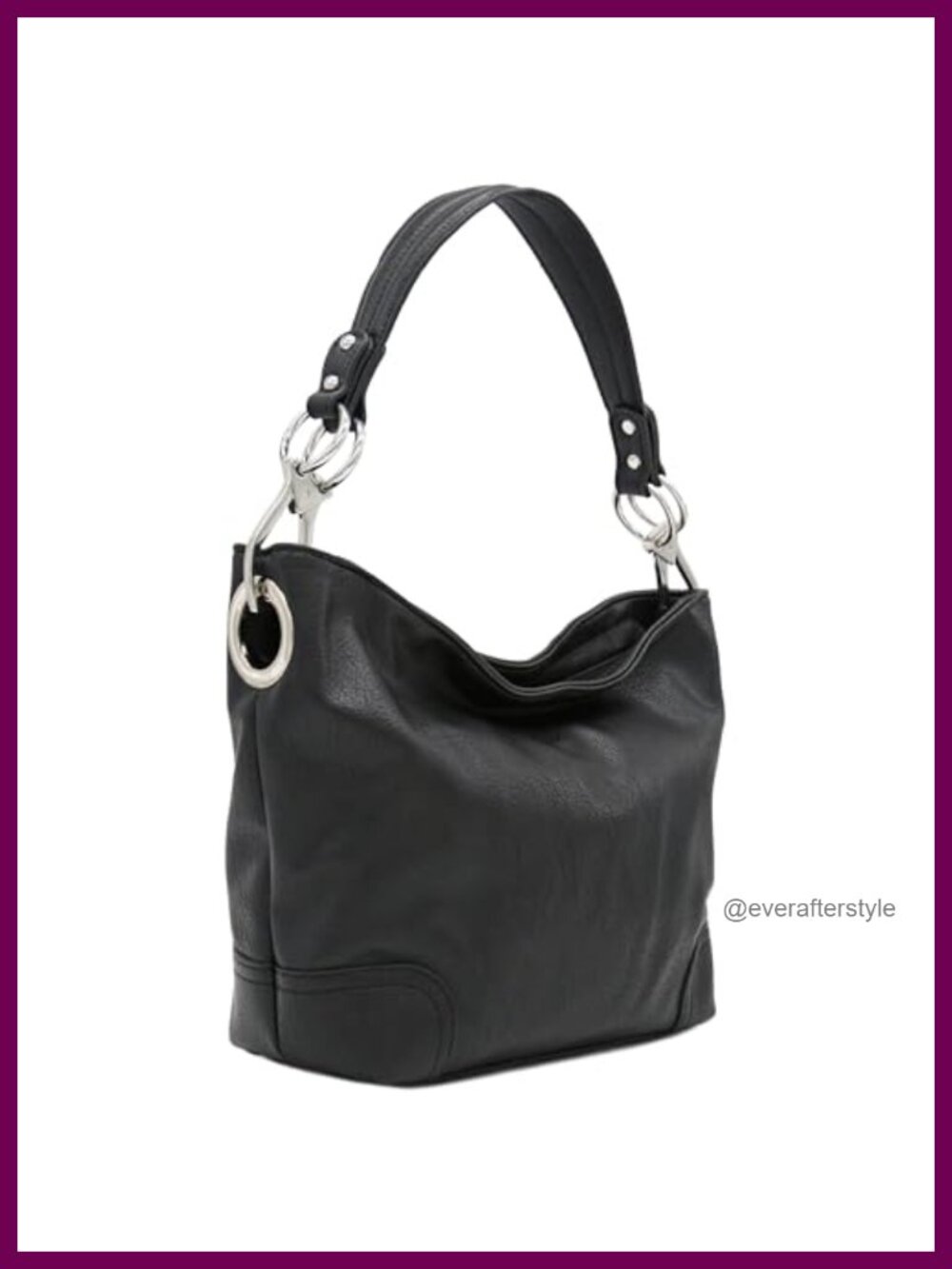 Faux Leather Hobo Shoulder Bag Snap Hook Hardware